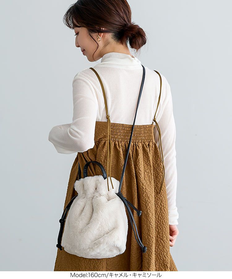 日本 Kobe Lettuce - 甜美泡泡布收腰背心裙(領型可選)-可可棕