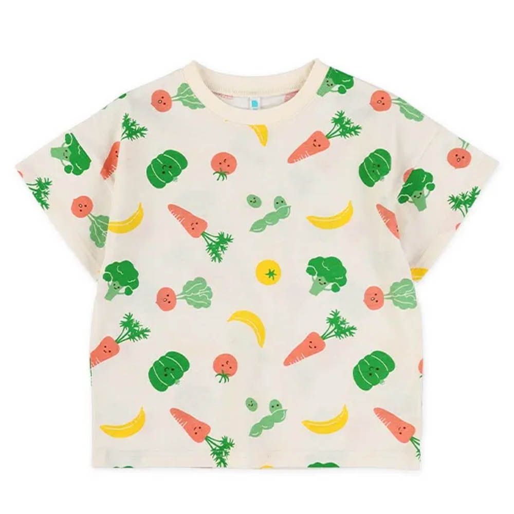 可愛蔬果印花短袖上衣-蔬菜-白