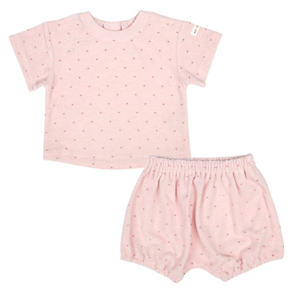 短袖套裝-毛巾布-粉紅色