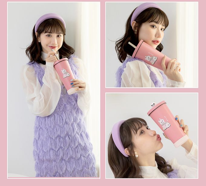 Hiromimi - YOSISTAMP不鏽鋼內瓷吸管杯-活力滿滿-紫-750ml