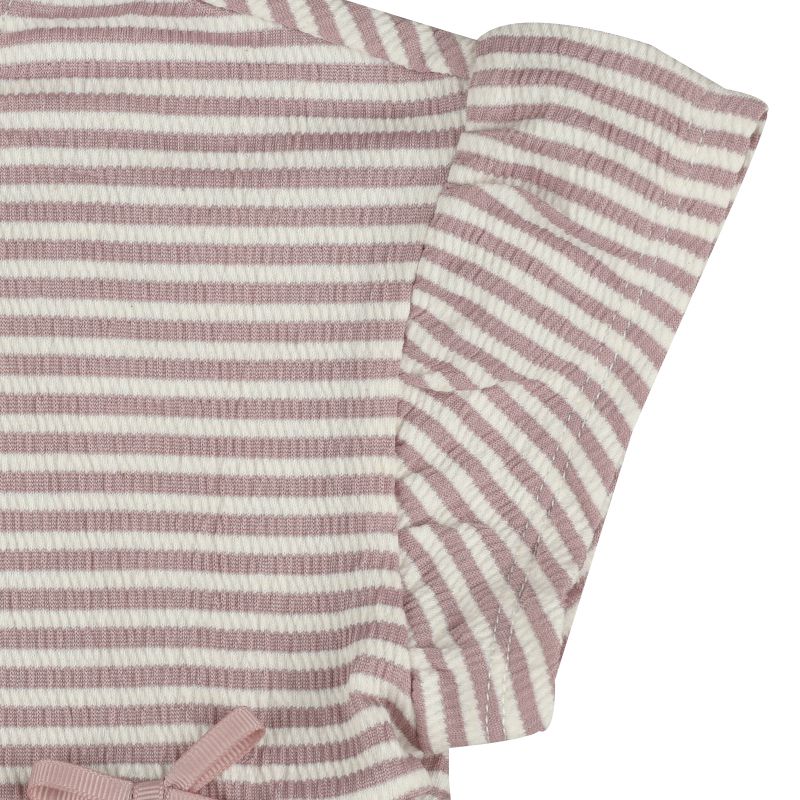 akachan honpo - 短袖洋裝 楊柳布-直條紋-粉紅色