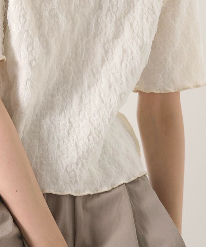 日本 Bab - 前後穿清爽皺褶短袖上衣-薄荷