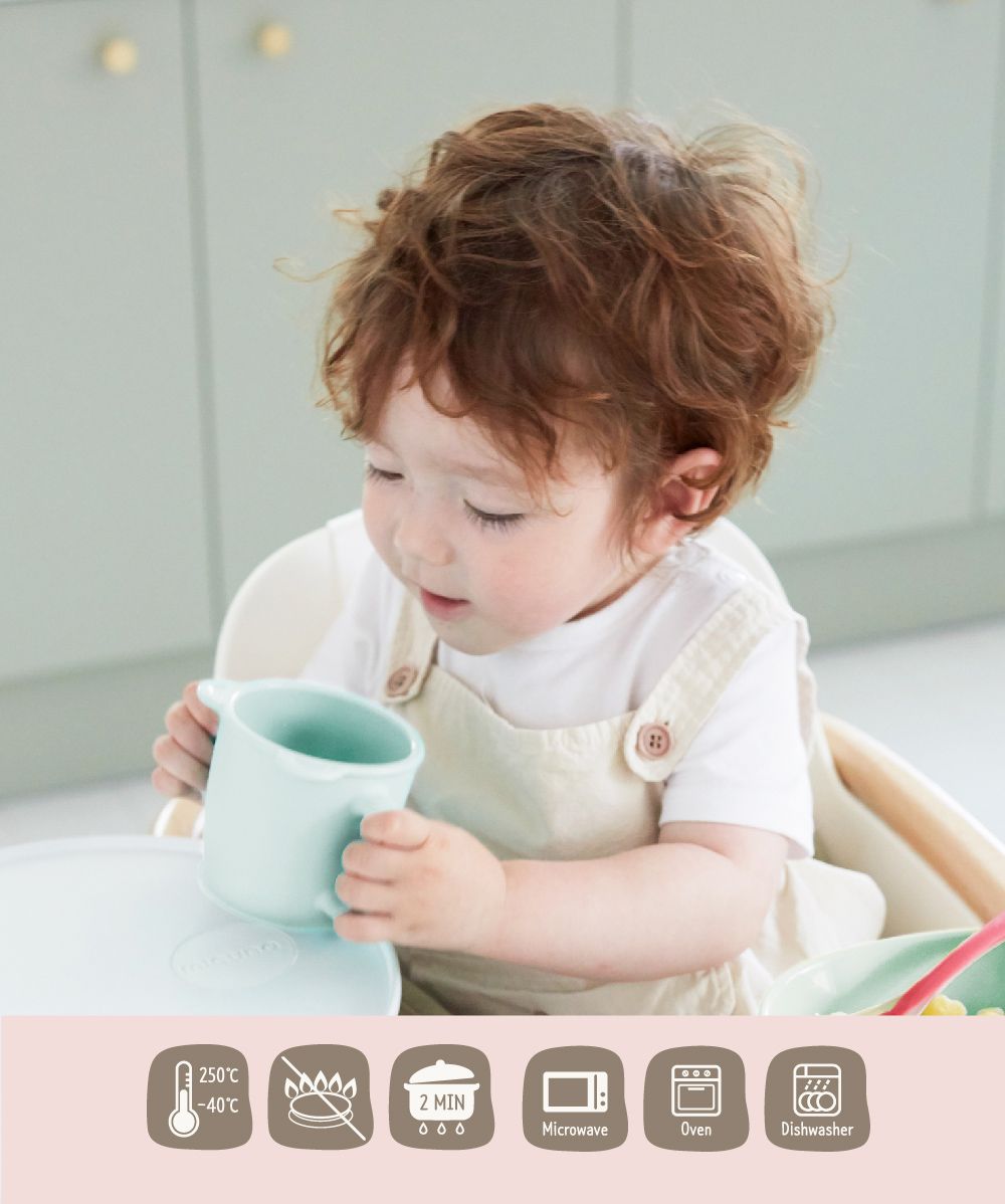 韓國 SILIPOT - 鉑金矽膠雙耳水杯-熊讚-豆沙粉 (102X102X80 mm)-1入裝