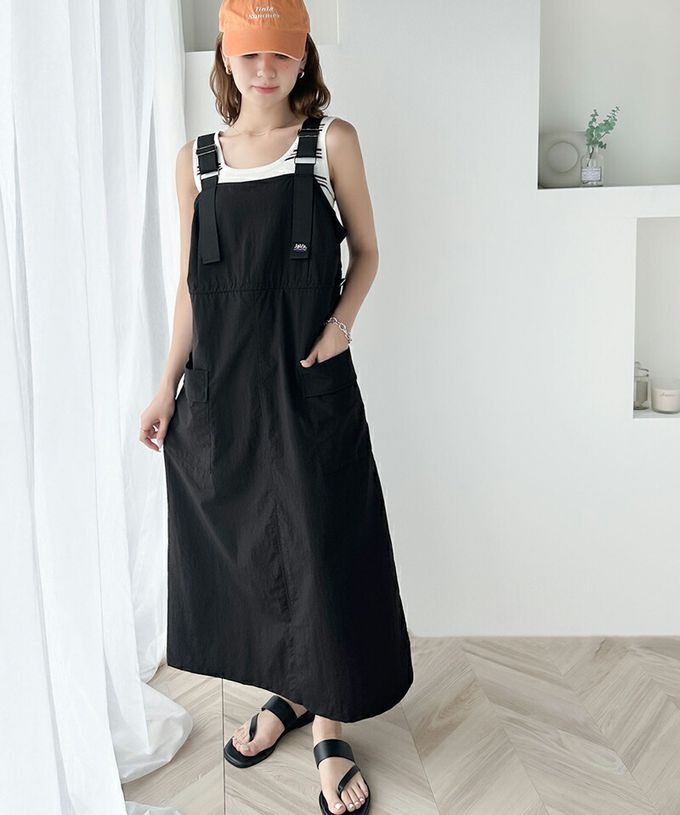 日本 Classical Elf - Java聯名 美式休閒抽繩吊帶裙-軍綠