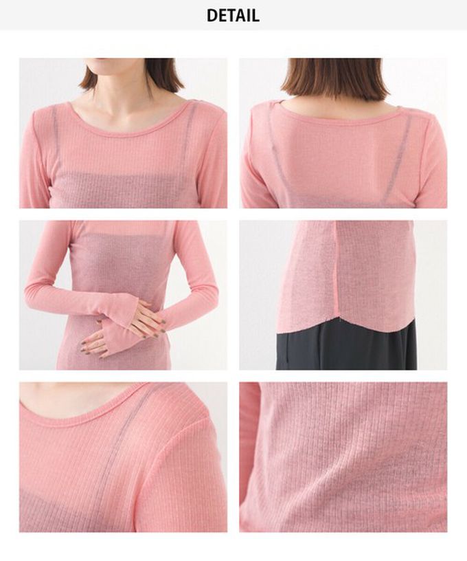 日本 OMNES - 大圓領優美透膚合身薄上衣-粉紅