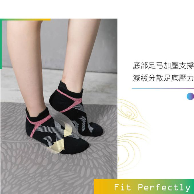 貝柔 Peilou - 貝柔足弓交叉加壓防磨氣墊船襪(M)6入組-6色各1雙(天藍/黑灰/湖綠/粉紅/黑粉/深紫)-隨機色 (22-25cm)