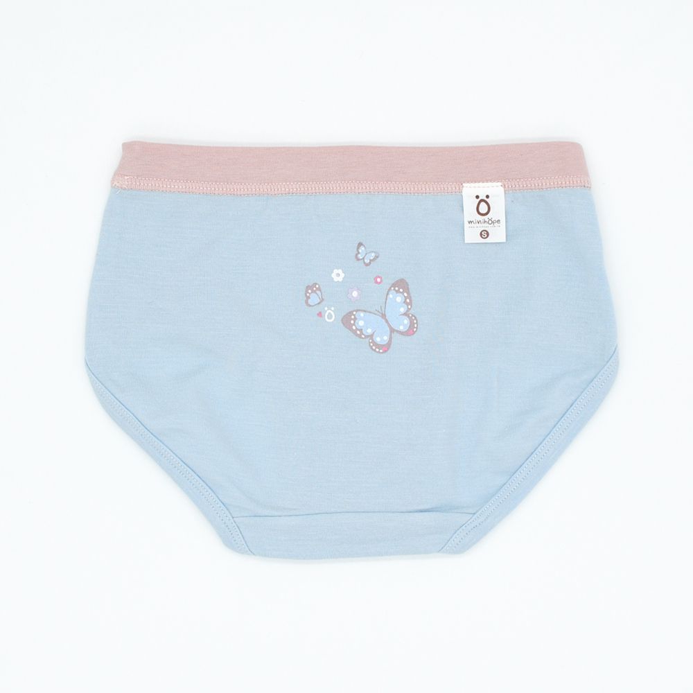 minihope美好的親子生活 - 女童三角褲-漫舞的大紫蛺蝶(藍)-晴空藍