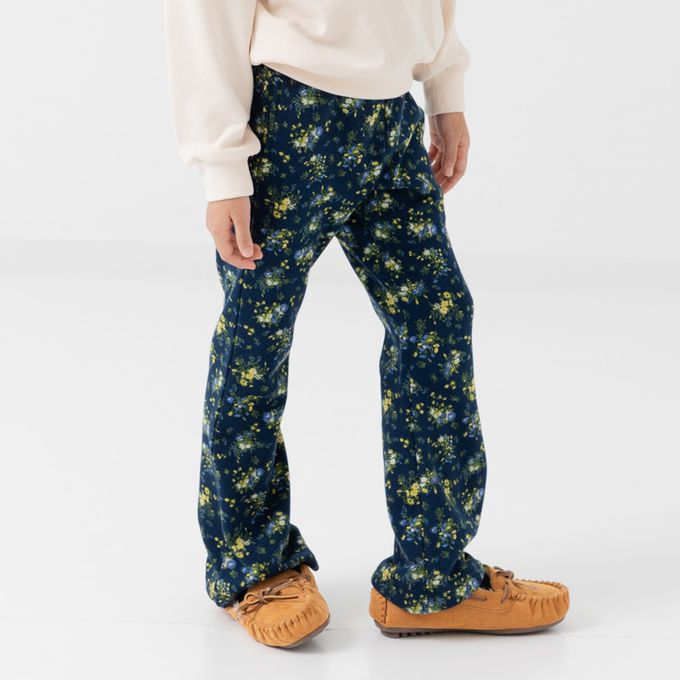 日本 Chil2 - 保暖內刷毛印花喇叭褲-豹紋-米白