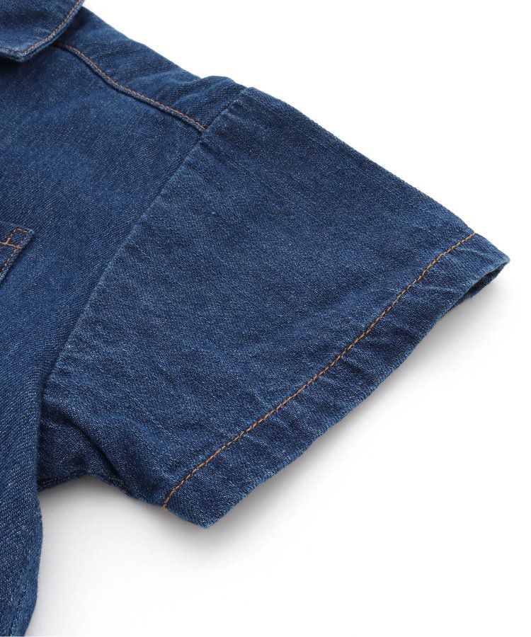 日本 BREEZE - 帥氣印花開襟短袖襯衫-丹寧藍