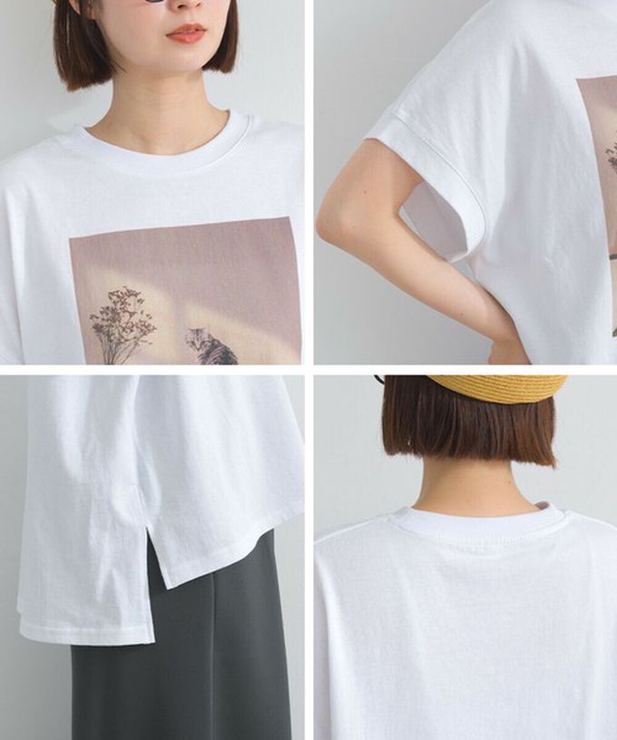 日本 Lupilien - 16支天竺棉 療癒印花法式袖上衣-貓咪的房間-淺棕