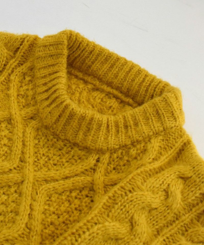 日本 zootie - 落肩圓領麻花編織毛衣-大象灰