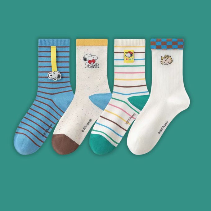 SNOOPY繽紛樂園中筒棉襪