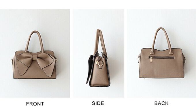 日本 BLUE EAST - 2way俏麗蝴蝶結方型手提/側背包-卡其