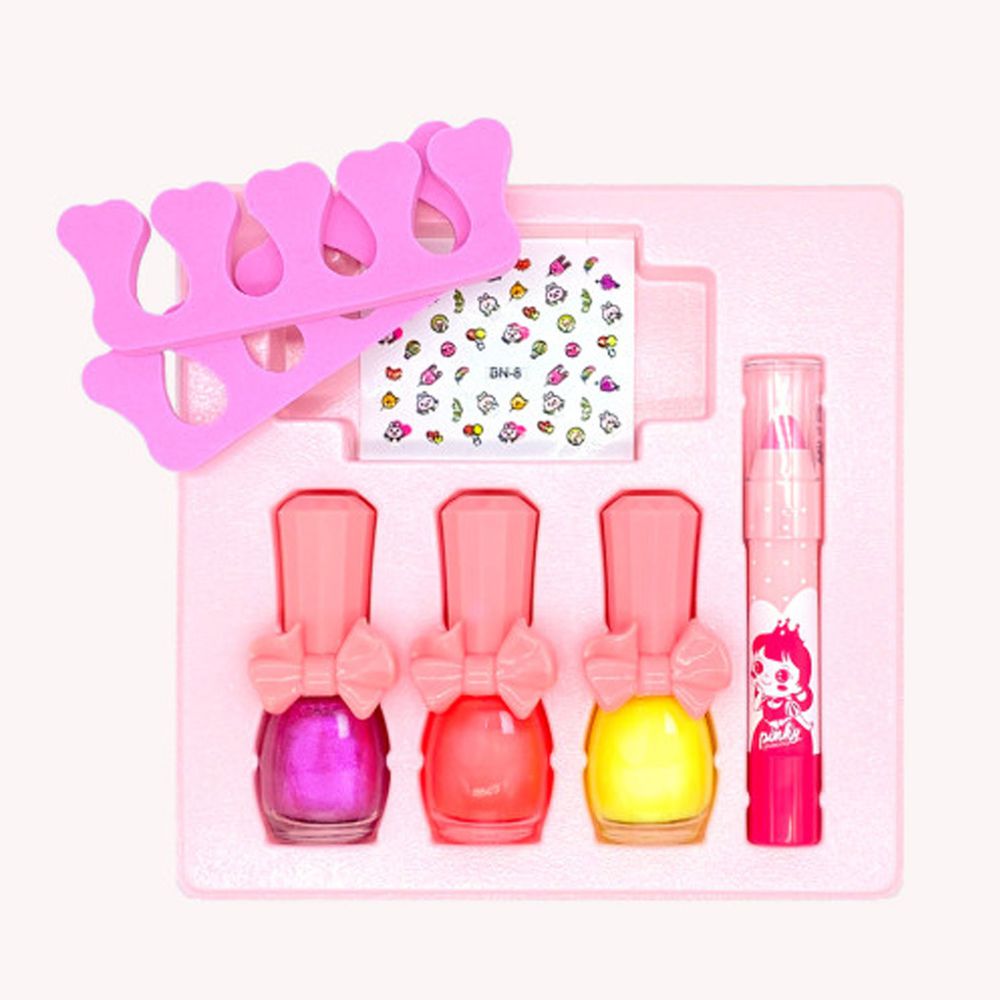 韓國 Pink Princess - 愛心禮物盒(指甲油*3, 護唇膏*1, 指甲貼*1, 分指套*1)-Set A