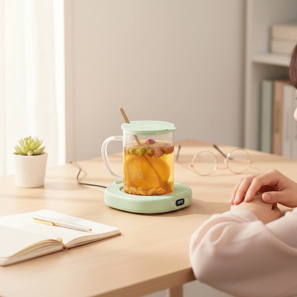 4段恆溫暖杯墊(加熱杯墊)-柔棉白/碳球黑/暖櫻粉/幕斯綠