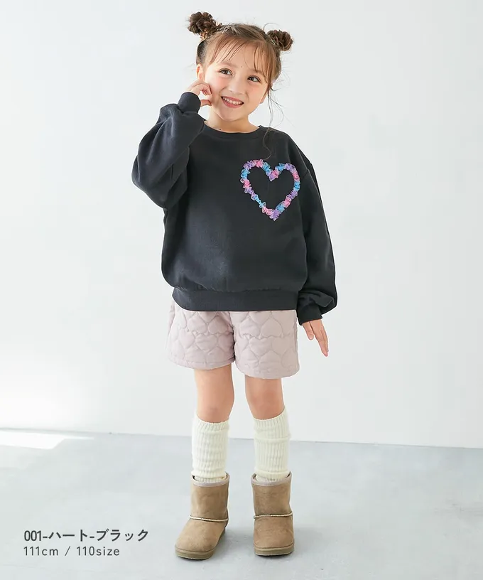 日本 devirock - 裏起毛蕾絲愛心長袖上衣-紅