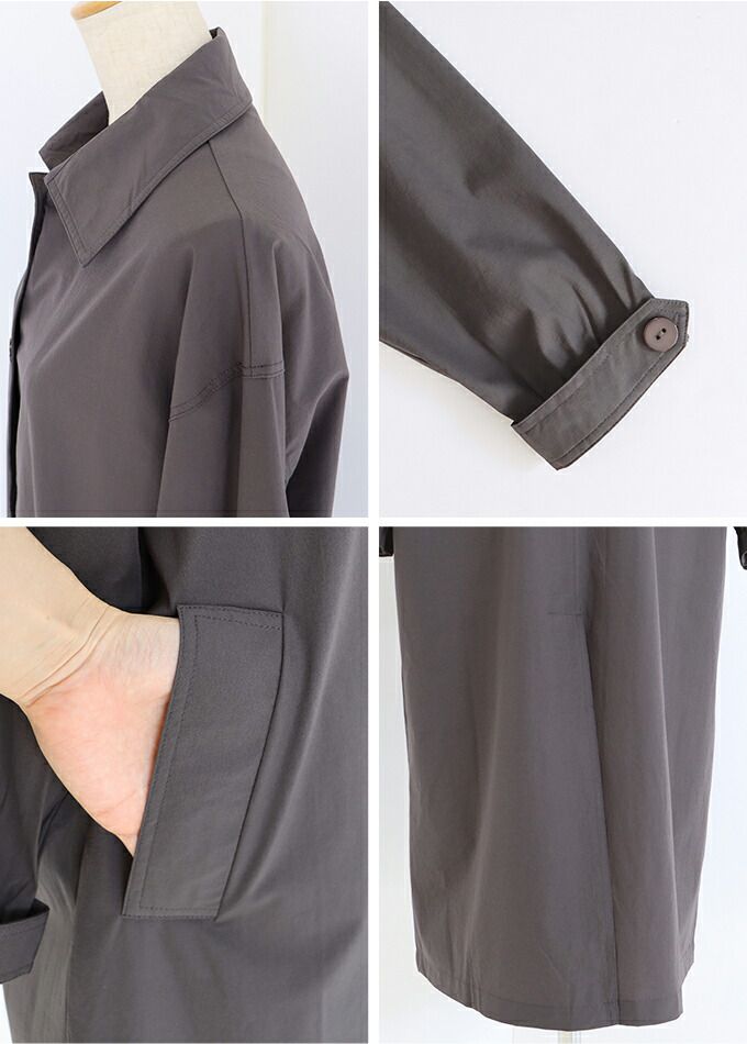 日本 BLUE EAST - 俐落簡約翻領長版風衣外套-灰