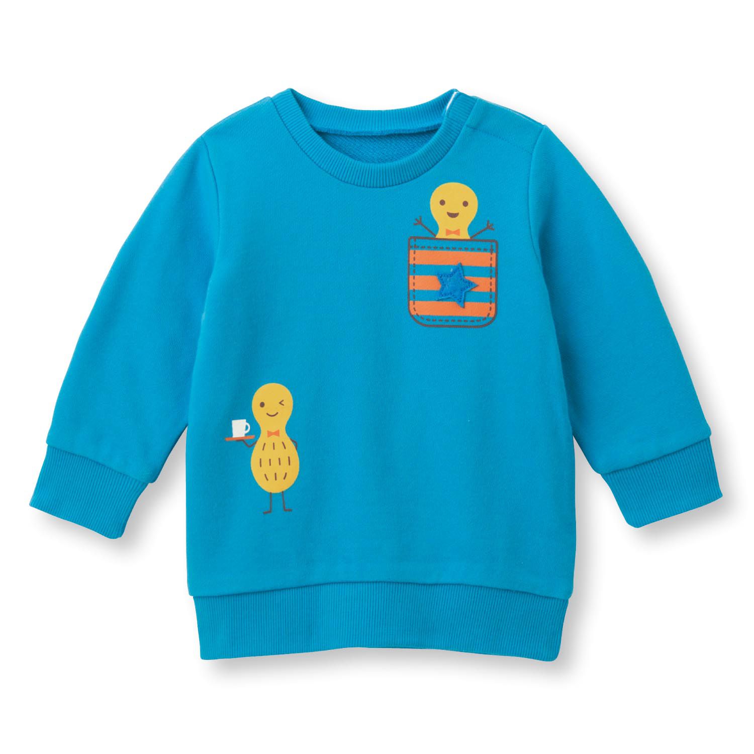 日本千趣會 - (日本chokochoko) 純棉裏毛長T-花生兄弟-藍