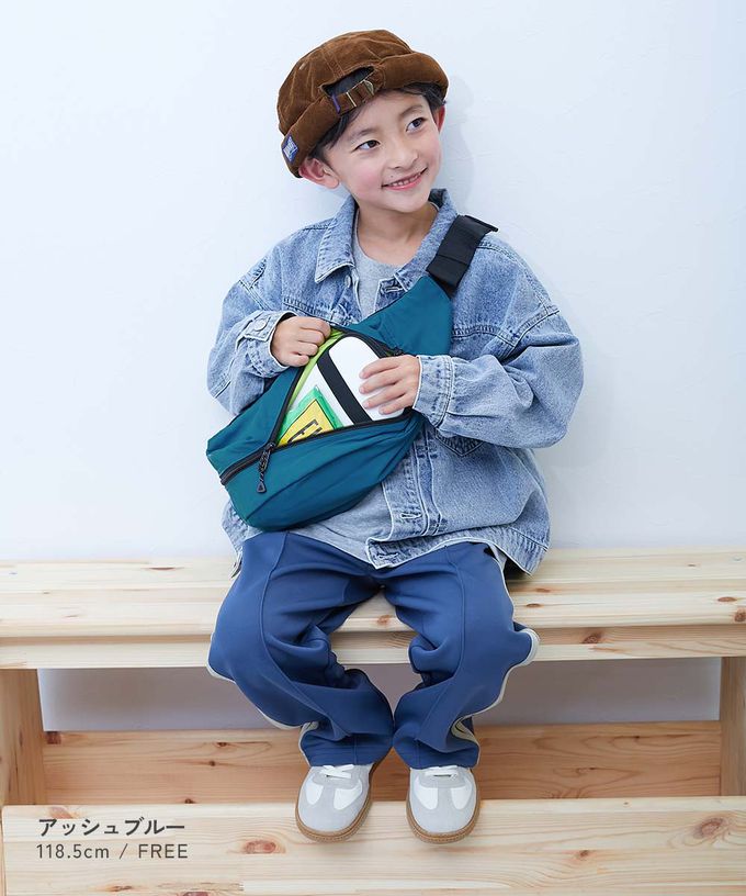 日本 devirock - 飽和色大容量側揹腰包(親子通用)-焦糖 (約17x43x11cm)