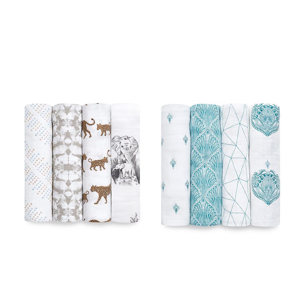 Aden+Anais - 經典多功能包巾4入-青佩斯里