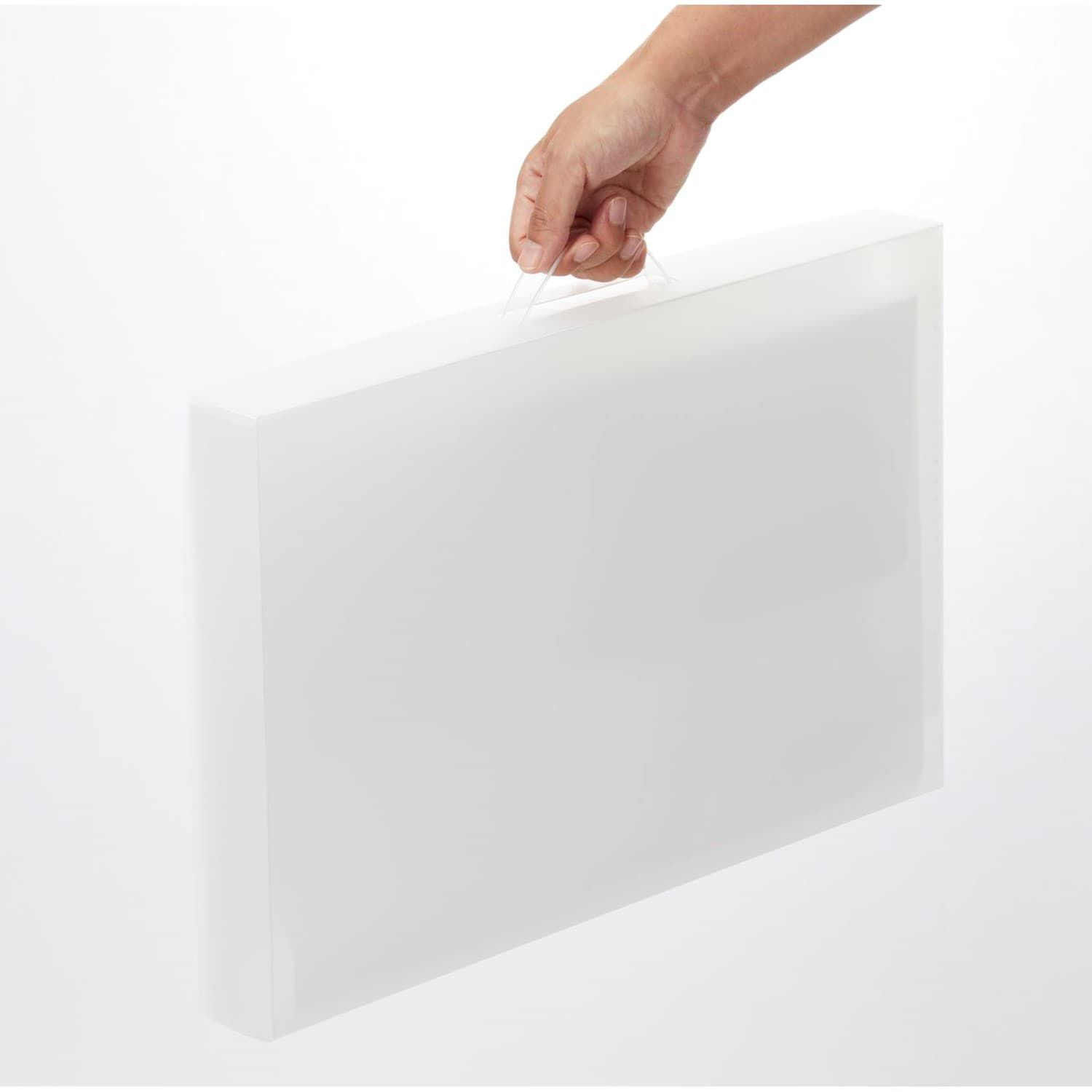 日本千趣會 - [熱銷更新版]美勞作品收納盒(附提把)-白 (45×29.5×4.5cm)