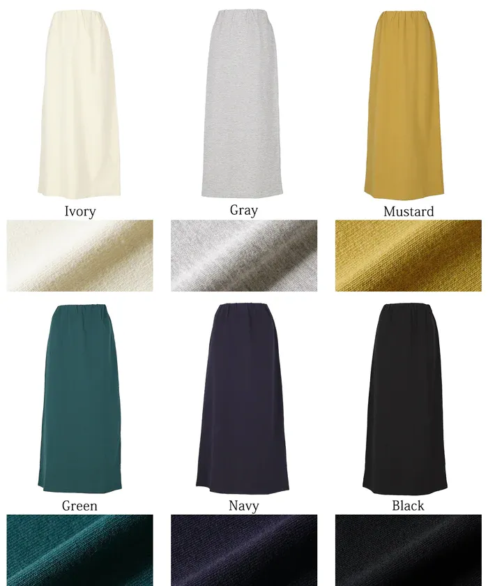 日本 COCA - 棉混彈性修身長裙-深綠