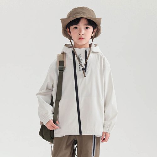 防風防水高領連帽款衝鋒外套-白色