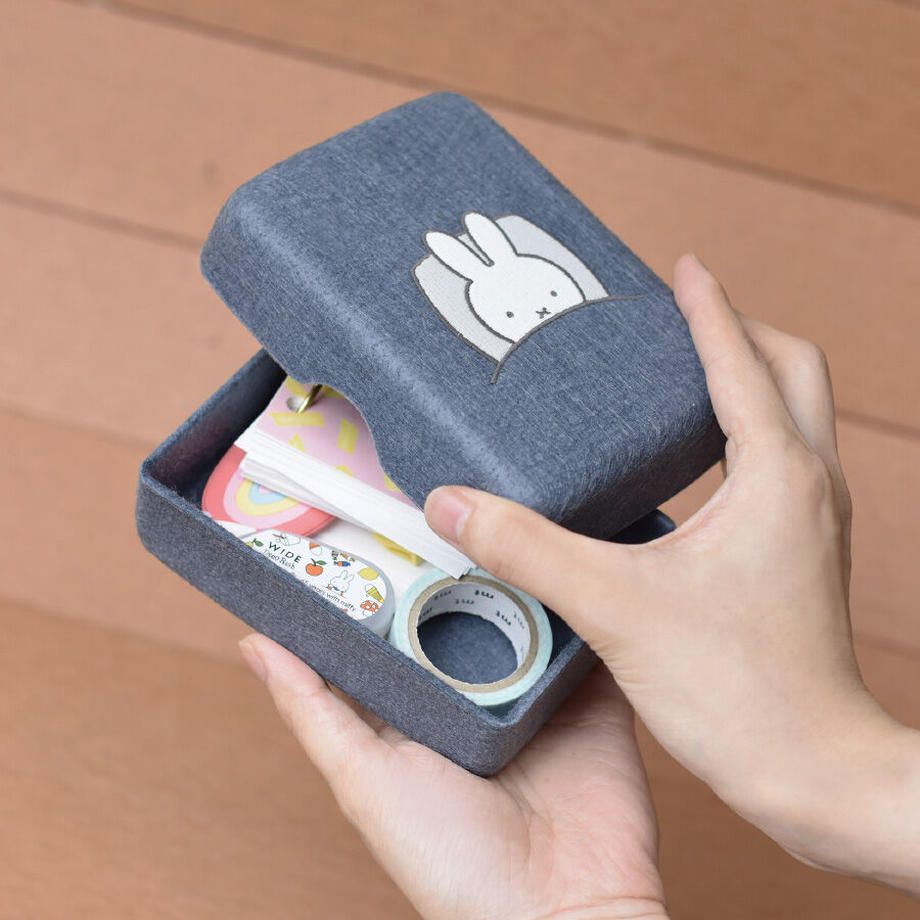 日本P+G design - 刺繡羊毛氈硬式掀蓋收納盒-早安米飛