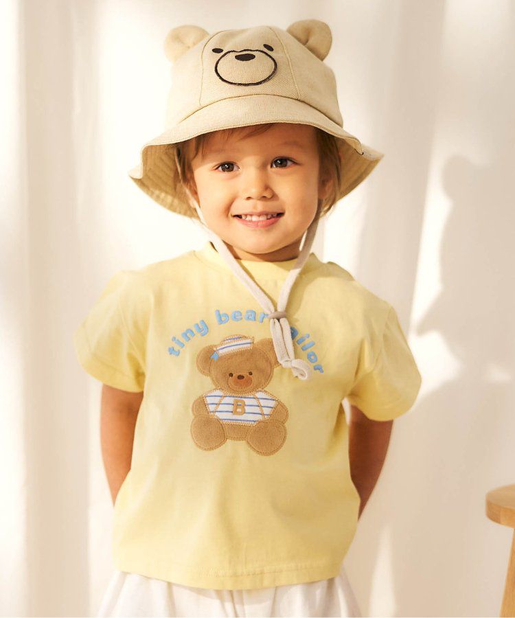 日本 apres les cours - 超萌小熊聯名特色刺繡短袖上衣-海軍熊-黃