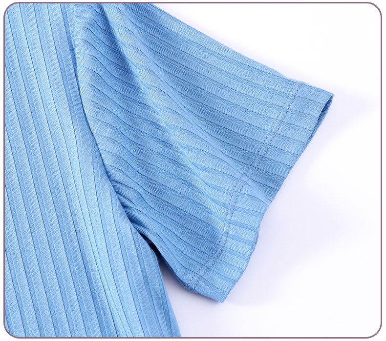 MAMDADKIDS - 螺紋短袖套裝/家居服-笑臉-藍色