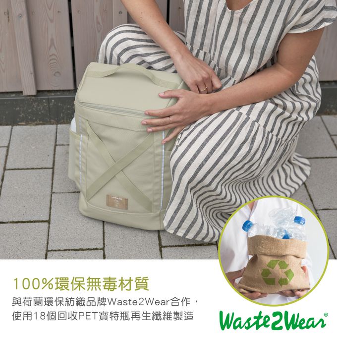 德國 Lassig - 森系純色交叉後背媽媽包-湖水青-含尿布墊+推車掛勾+保溫瓶收納包