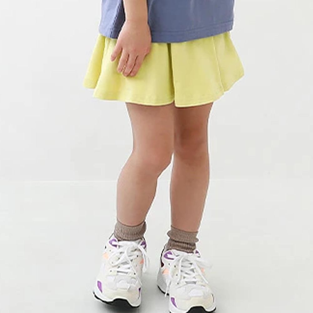 日本 devirock - 活力百搭素色口袋短裙-鵝黃