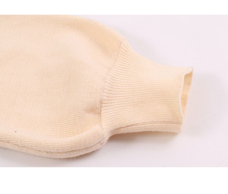 假兩件V領泡泡袖毛衣連身裙-黑色