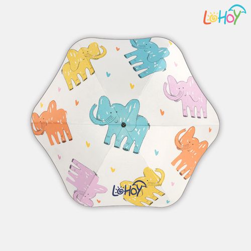 LOHOY - 兒童防戳圓角雨傘(兒童晴雨傘 圓角雨傘 防戳雨傘) (長鼻象)