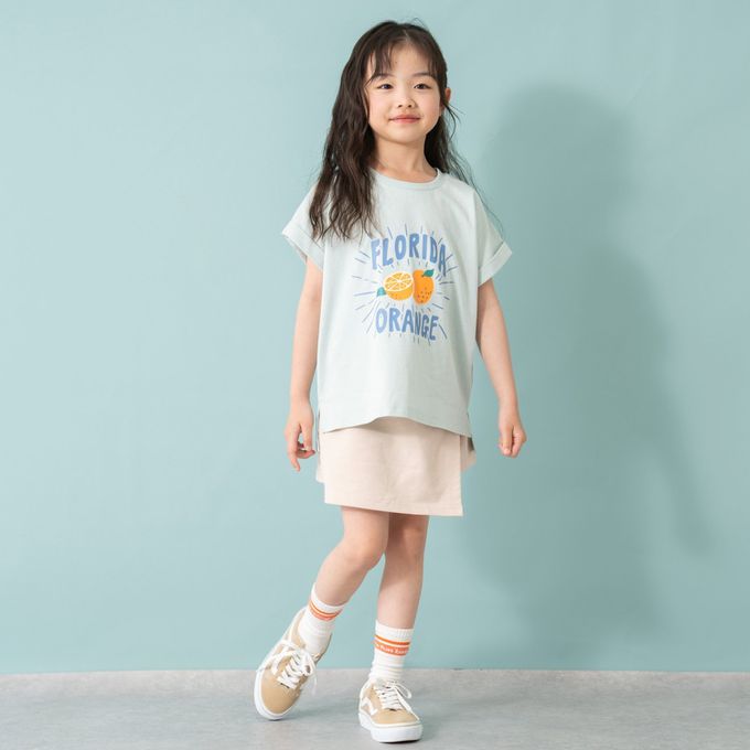 日本 petit main - 100%棉 開衩印花短袖上衣-可愛貓貓-黑