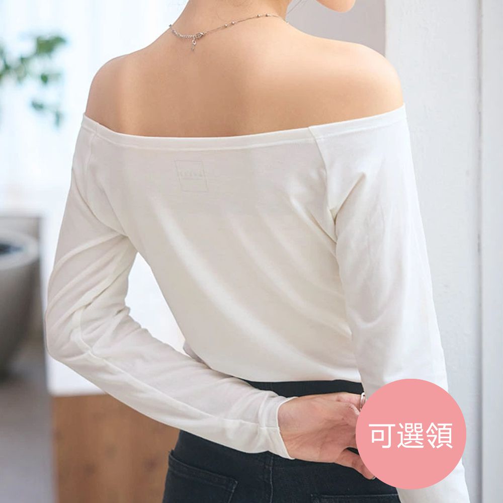 ＋5度C 發熱機能美型內搭衣(可選領)-白