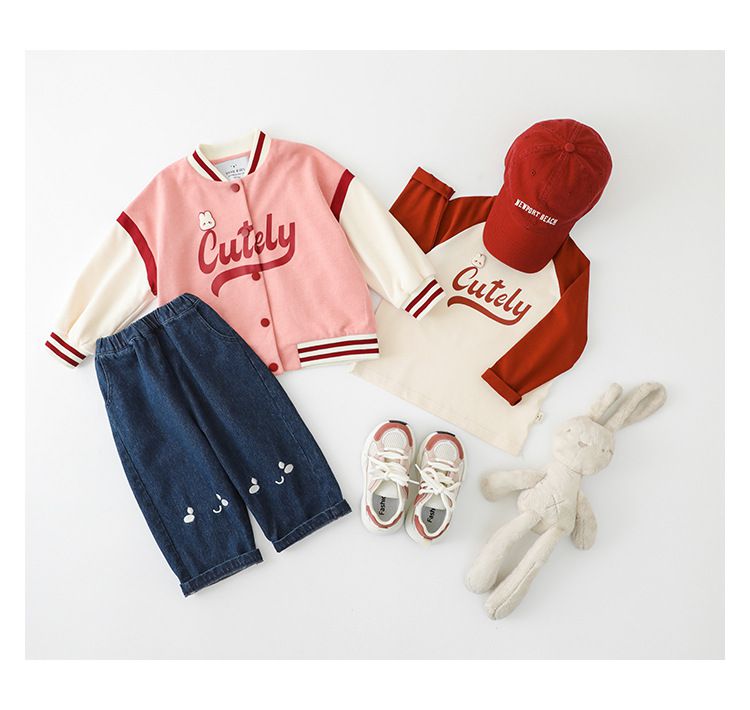 運動風棒球拼色外套-Cutely-粉色