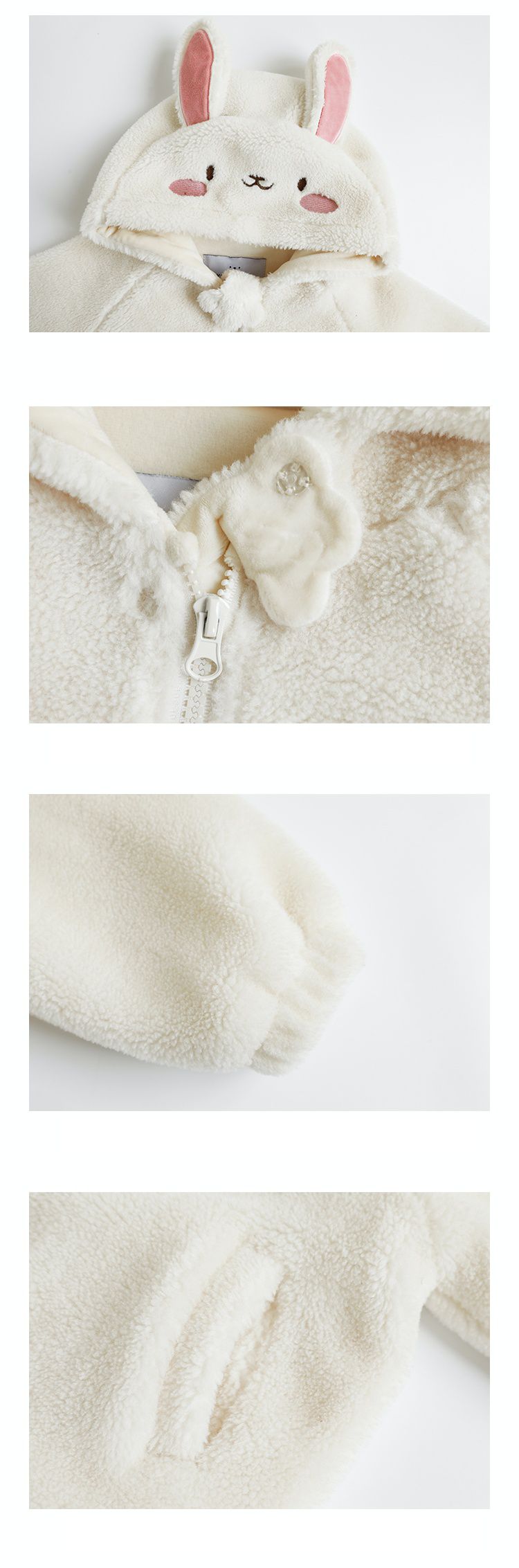 TONGMO - 雪尼爾針織圓領長袖毛衣-滿滿兔子-粉色