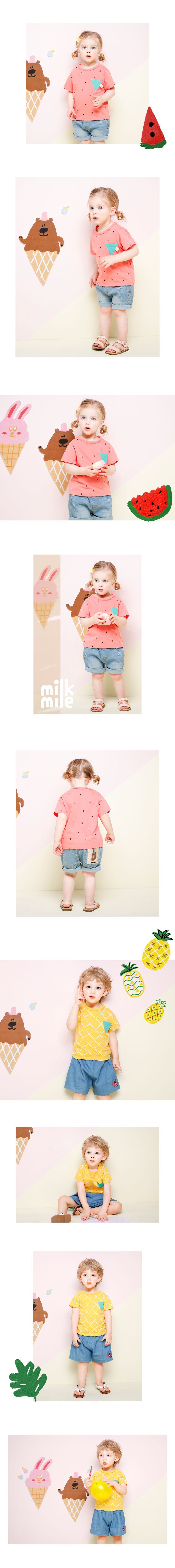 韓國 milk mile - 西瓜純棉短袖上衣