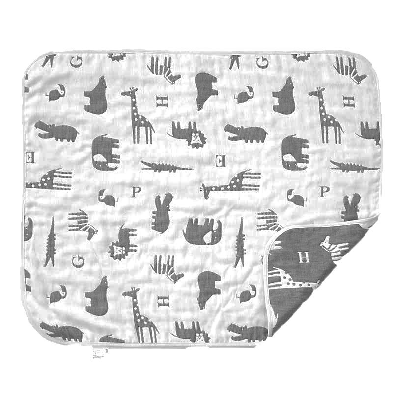 akachan honpo - 6層棉紗被 附固定夾-動物-黑色 (70×85cm)