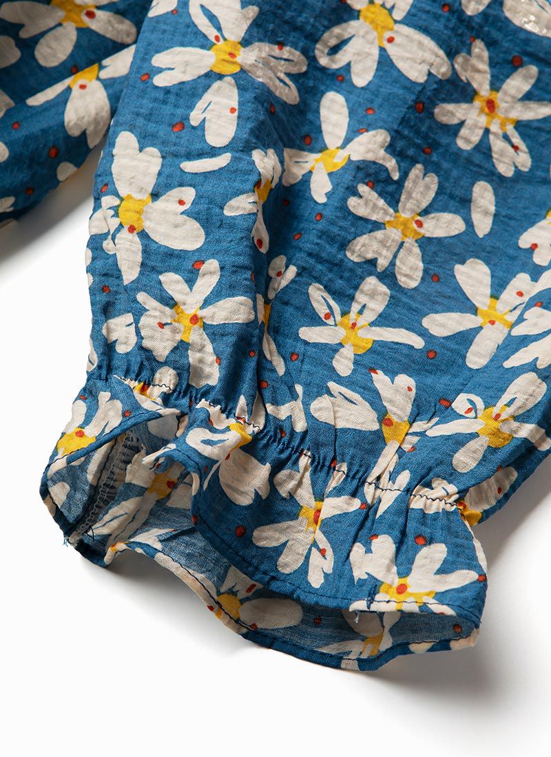 韓國 OZKIZ - 鬆緊腰白色花朵縮口褲