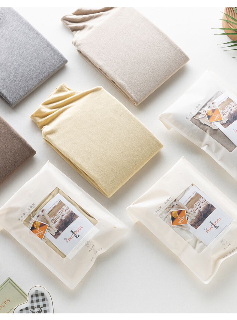 2%羊毛絨高領長袖上衣-高領-棕色