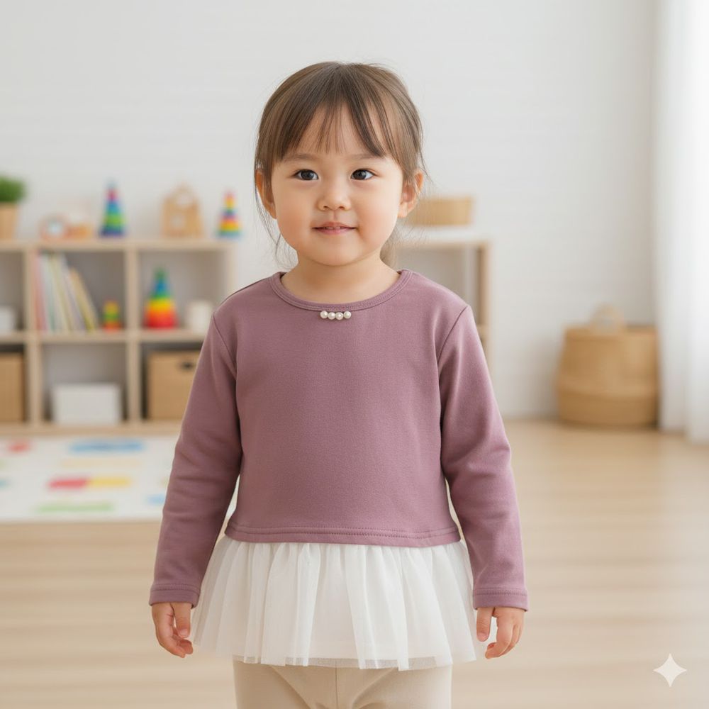 休閒上衣-下擺拼接-紫色