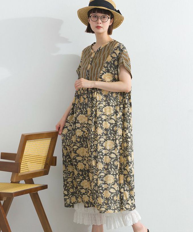 日本 Lupilien - 前後2way 自然風花卉印度棉輕盈洋裝-藍紫