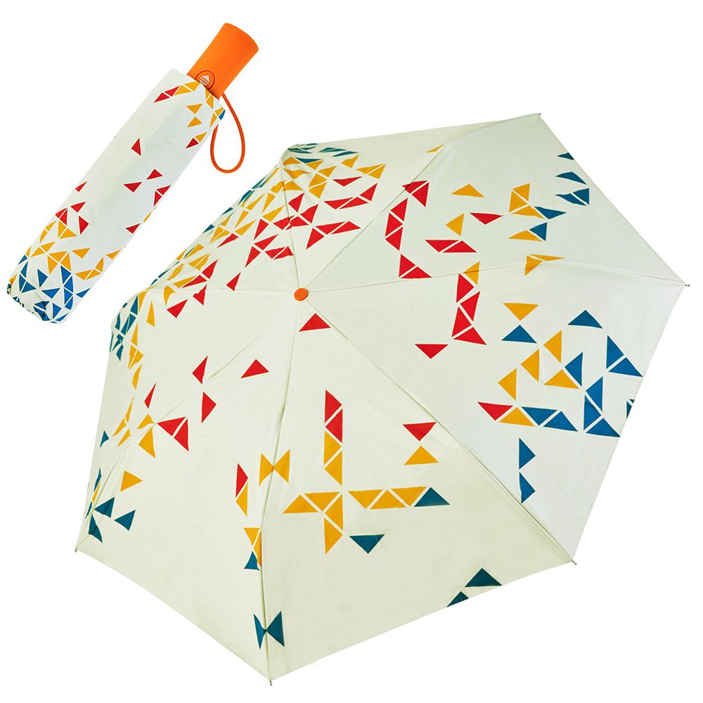 Rainstory - -8°降溫凍齡個人自動傘-撞色幾何-紅-自動開收傘