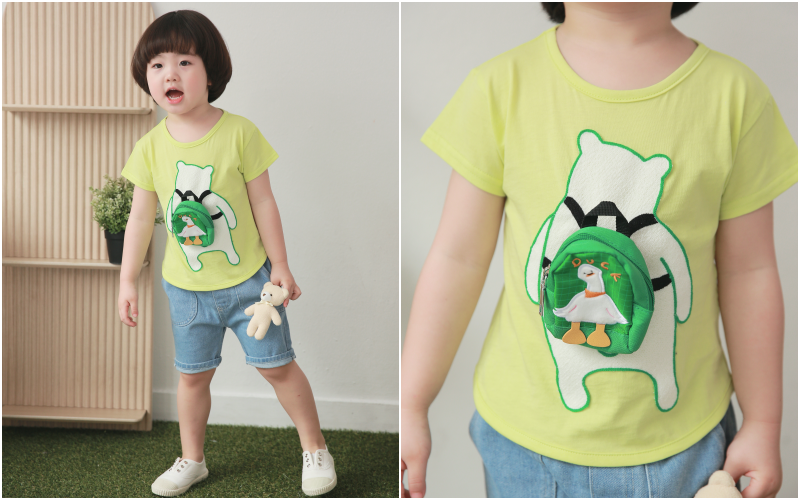 韓國 Coco rabbit - 北極熊包包T-萊姆黃