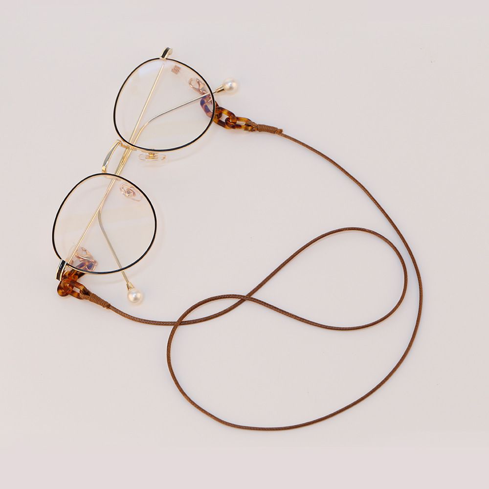 簡約U型釦口罩/眼鏡掛繩-咖啡色 (總長73.5cm)