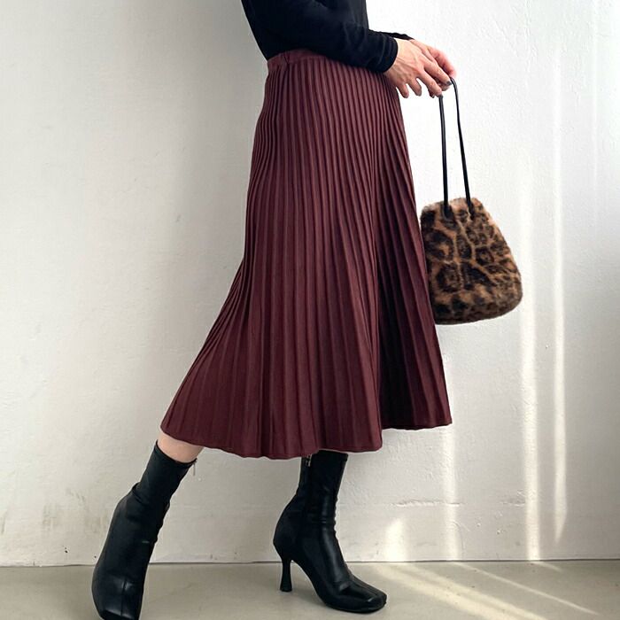 日本 ihuu - 百搭氣質針織百摺裙-灰