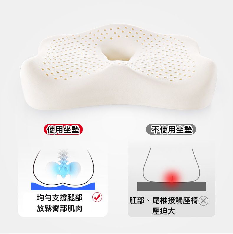 透氣乳膠美臀中空坐墊+靠墊-磁布內襯-深灰色