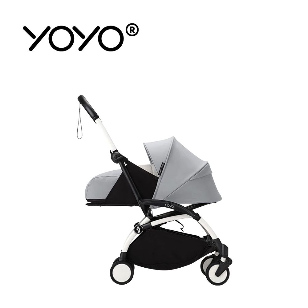 YOYO² 法國 0+ 推車組合(含車架)-白色車架+岩石灰
